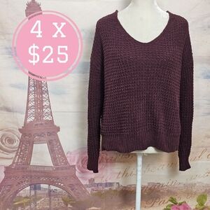 Moral Fiber Deep Burgundy V-Neck Sweater